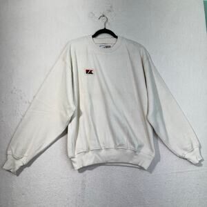 Cutter & Buck Logo Patch VTG Off-White Terrycloth Crewneck Sweatshirt Sz Medium